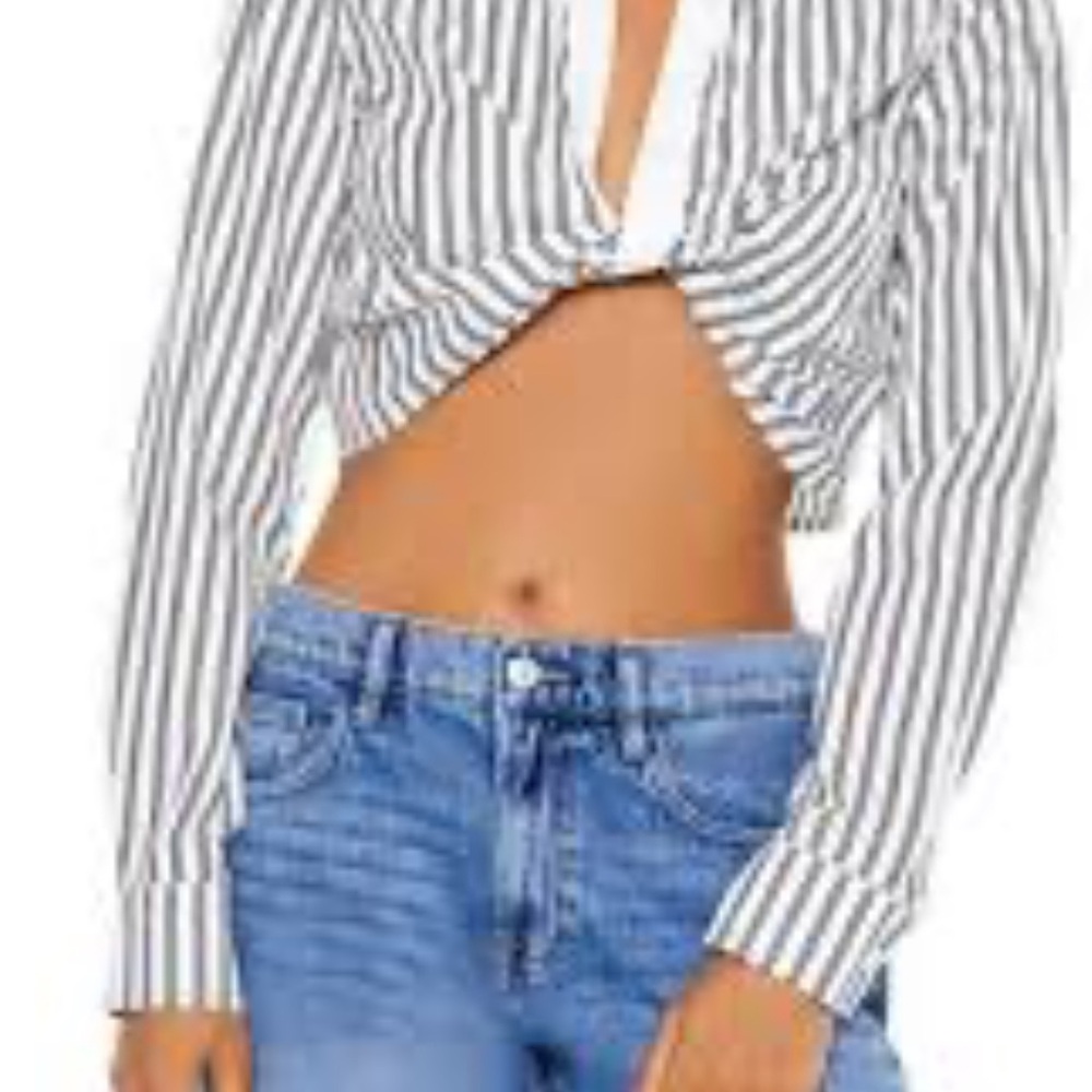 Forever 21- Striped White and Black Women's Top